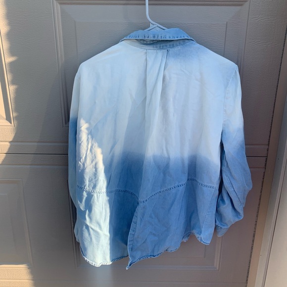 en elly button down two tone shirt women’s size M - Picture 4 of 5